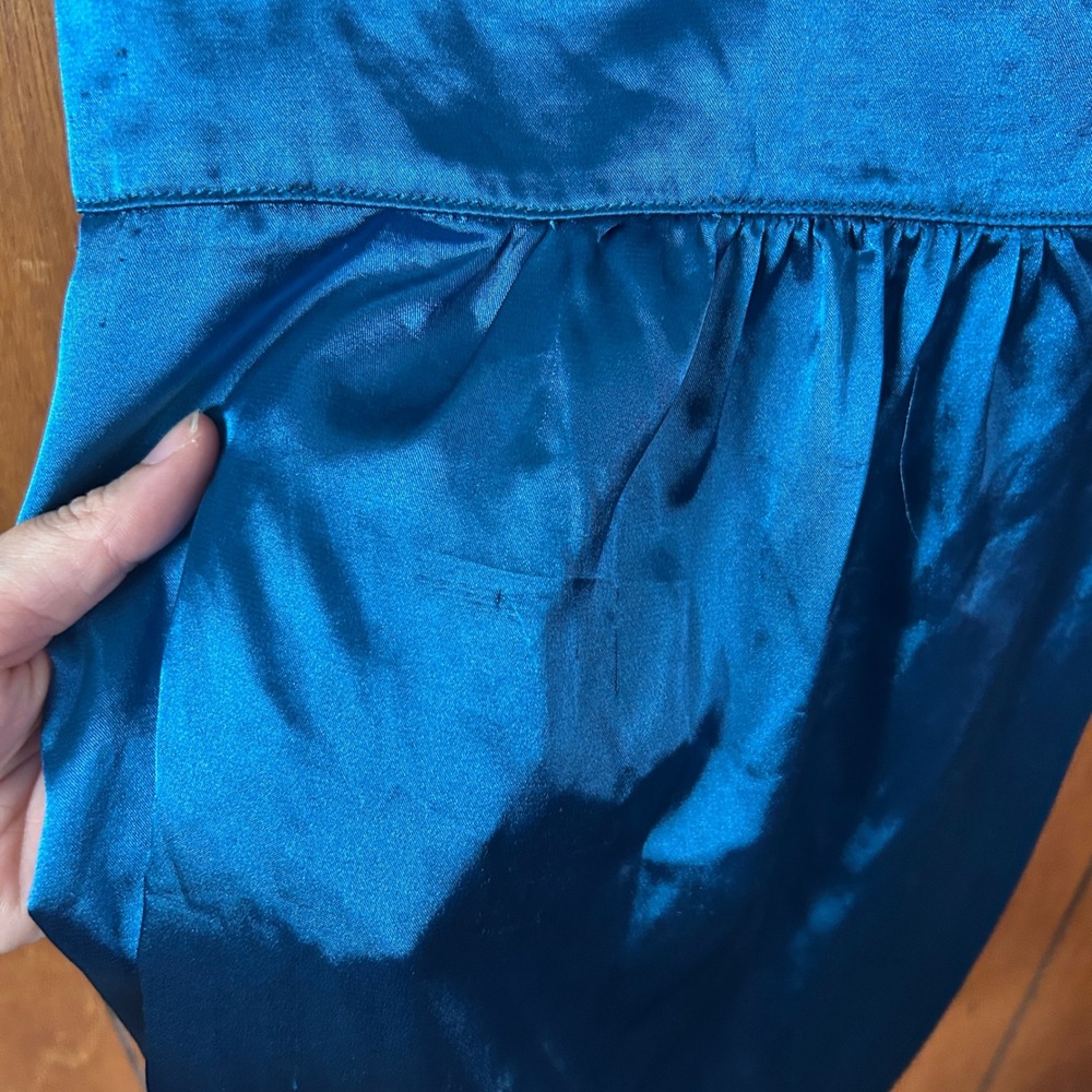 Vintage‎ Forever 21 Teal Y2K Pleated Ruched V Neck Short Sleeve Top Babydoll - Picture 3 of 8